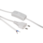 Preview: Euro-Netzkabel McPower mit Schnurschalter und blanken Enden, 2m, weiß