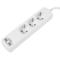 Preview: Steckdosenleiste McPower, 3-fach mit Einsteckschutz, 2x USB, 1,5m Zuleitung