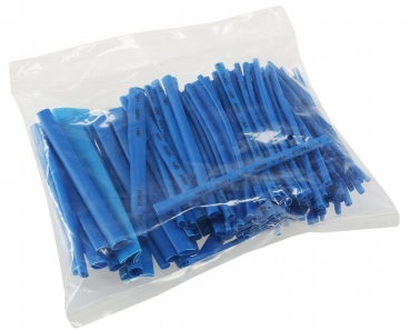 Schrumpfschlauch-Sortiment, 100-teilig in Sortimentstüte, blau
