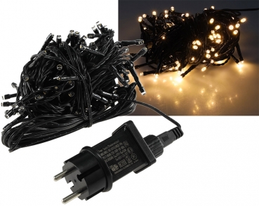 LED Aussen-Lichterkette 10m warmweiß, Kabel schwarz, IP44, 100