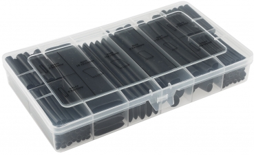 Schrumpfschlauch-Sortiment, klebend, 142-teilig Plastikbox, Ratio 3:1, schwarz