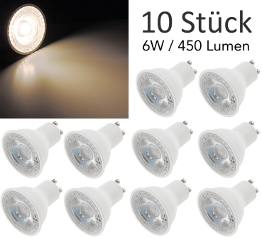 LED Strahler GU10 "H50 Promo2" 10er-Pack 3000k, 450lm, 230V/6W, 38°, warmweiß