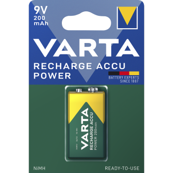 E-Blockbatterie VARTA ''Accu Power'', Ni-MH, 200mA, HR22, Typ 9V Block, 1er-Blister