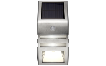 LED Solar-Wandleuchte ''Wally'', Edelstahl, Bewegungsmelder, inkl. Akku, 17x7,6cm
