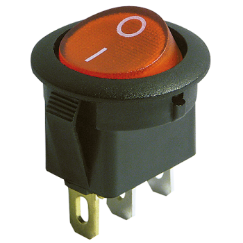 Wippenschalter McPower 3-polig, rote Wippe, beleuchtet, AC 250V / 6,5A, schwarz, EIN/AUS