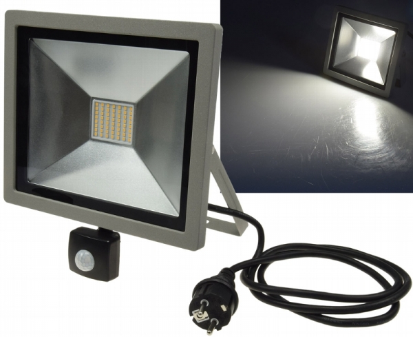 LED-Fluter SlimLine 50W, IP44, 3200lm, 4200K, Bewegungsmelder