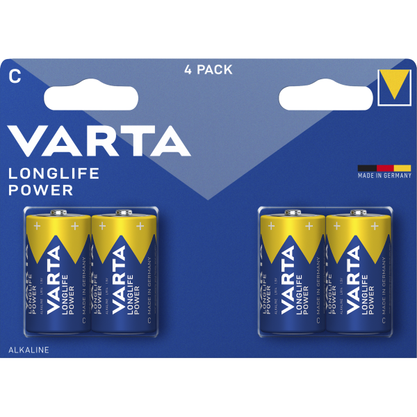 Baby-Batterie VARTA ''Longlife Power'' Alkaline, Typ C, LR14, 1,5V, 4er Pack