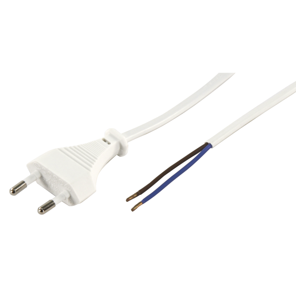 Euro-Netzkabel McPower mit blanken Enden Länge 1,5m, 2x0,75 mm², weiß
