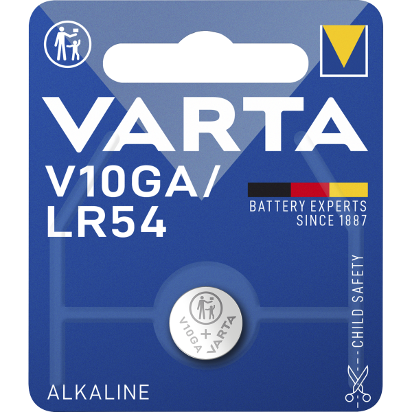 Knopfzelle VARTA ''Electronics'',  LR54, V10GA, 1,5V, Alkaline, 1er-Blister
