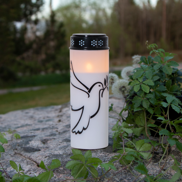 LED-Grablicht "Dove", weiß mit Taubenmotiv, warmweiß, 20,5x7,5cm, outdoor