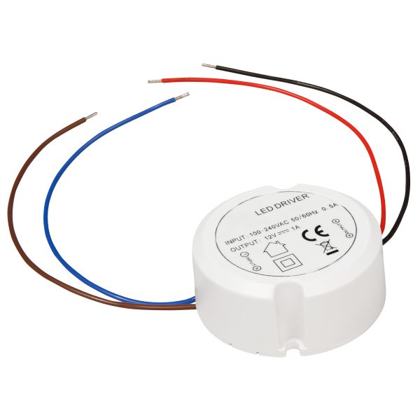 LED-Trafo McShine, elektronisch, 0,5-12W, 230V auf 12V, Ø55x23mm, rund