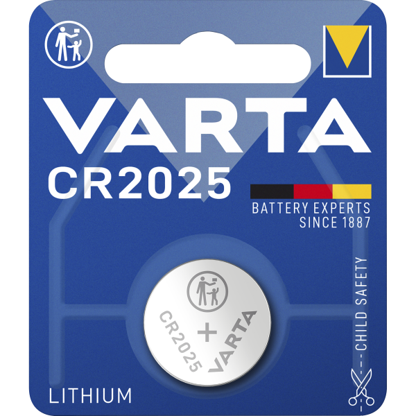 Lithium-Knopfzelle VARTA ''Electronics'', CR 2025, 170mAh, 3V, 1er-Blister
