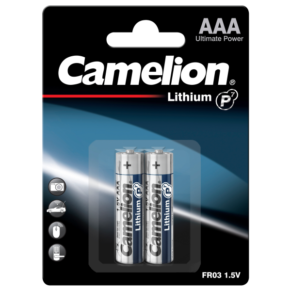 Micro-Batterie CAMELION Lithium 1,5V, Typ AAA/FR03, 2er-Blister