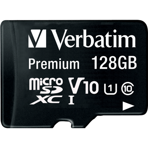 Micro SDHC Card Verbatim, 128GB Speicherkapazität, inkl. Adapter, Class 10