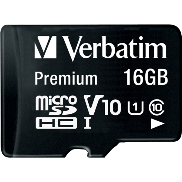 Micro SDHC Card Verbatim, 16GB Speicherkapazität, inkl. Adapter, Class 10