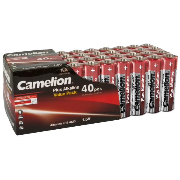 Mignon-Batterie CAMELION Plus Alkaline 1,5 V, LR6 Typ AA, 40er-Blister