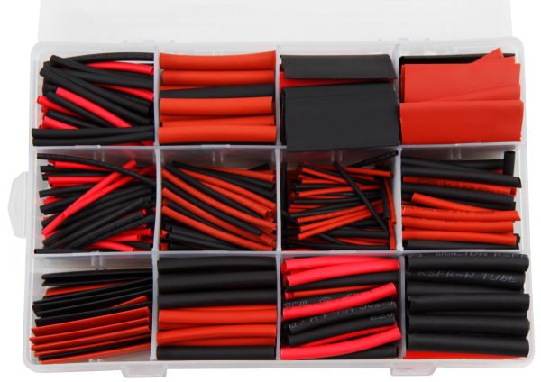 Schrumpfschlauch-Set McPower, 560-teilig in Sortimentsbox, rot&schwarz
