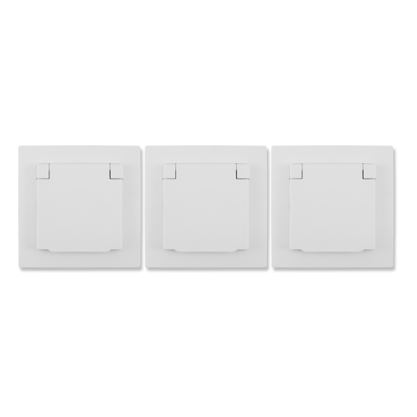 Schutzkontakt-Steckdose McPower ''Flair'', 250V~/16A, UP, IP44, weiß, 3er-Pack