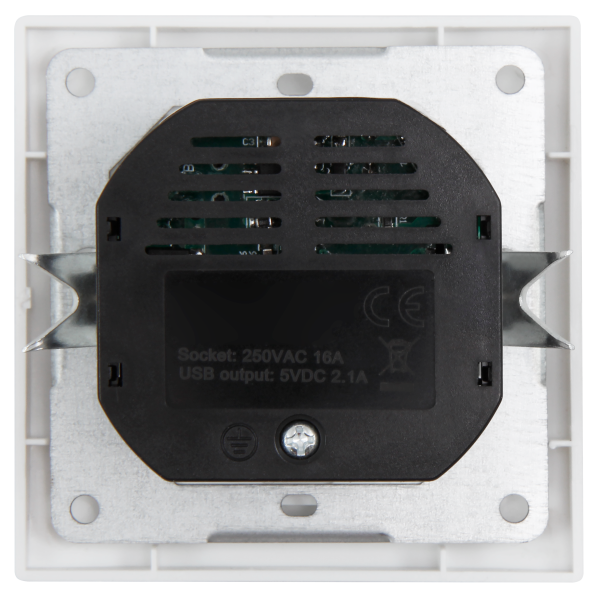 Schutzkontakt-Steckdose mit 2x USB McPower ''Flair'', 250V~/16A, 5V/2,1A, UP, weiß